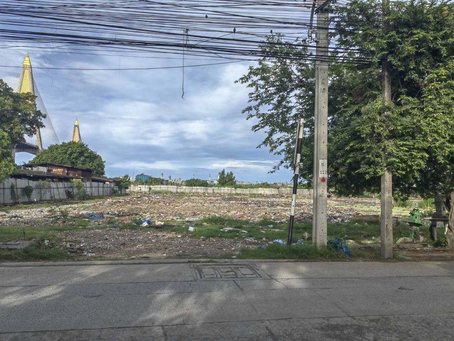 ขายที่ดิน 11-1-97 ไร่ ติดซอยเทศบาลสำโรงใต้21 (ซอยวัดบางหญ้าแพรก)  ใกล้สะพานกาญจนาภิเษก และถนนวงแหวนอุตสาหกรรม