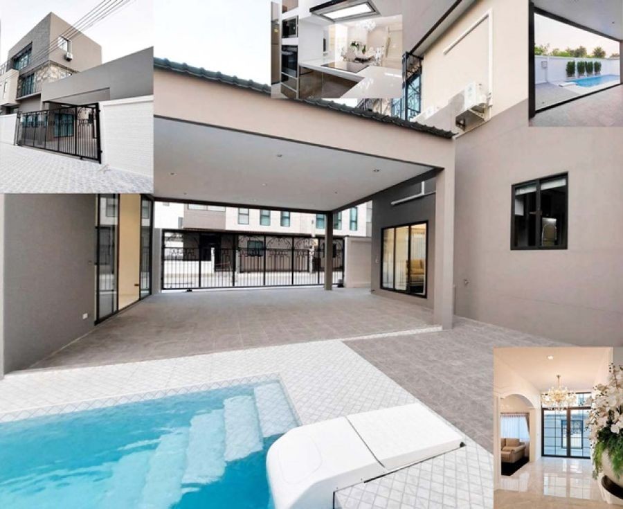 อมตะสปริงคันทรีคลับ ให้เช่าคฤหาสน์  5นอน ติดสนามกอล์ฟ พูลวิลล่าหรู 3 ชั้น ตลาดรัตนากรอมตะ  2 กม.  92ตรว. 450ตรม. 6น้ำ 5จอดรถ 8แอร์ เงียบสงบ