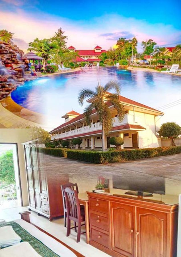 รีสอร์ท 8 หลัง ให้เช่าขาดทุน 50% สยามคันทรีคลับ 4.5กม.Pool Villa โรงแรม 40 ห้อง 2ชั้น พัทยา 200 ม. 8 ไร่  ถ.พรประภานิมิต 3300 ตรม.