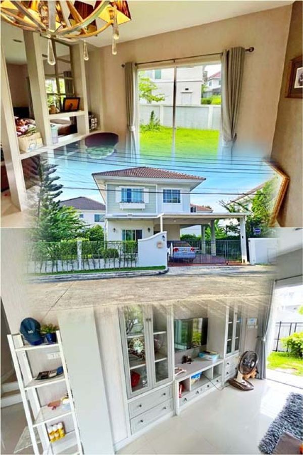 คฤหาสน์หรู MRT มีนบุรี 1.8 กม เฟอร์ครบ RIS School ถ.ร่มเกล้า 6  บ้าน 2 ชั้น 3นอน 2น้ำ 244 ตร.ม. 60ตร.วา. ให้เช่า 4แอร์ ติดสวนหย่อม 4 แอร์