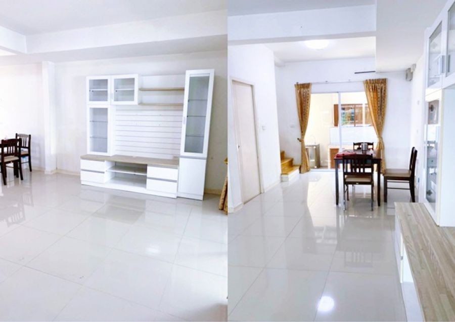 ประชาอุทิศ90 900ม เฟอร์ครบ เครื่องใช้ไฟฟ้า โลตัส ให้เช่าทาวน์โฮม 2 ชั้น  2นอน 3น้ำ 18ตร.วา.145ตร.ม. รร.สารสาสน์วิเทศศึกษา 300 ม.