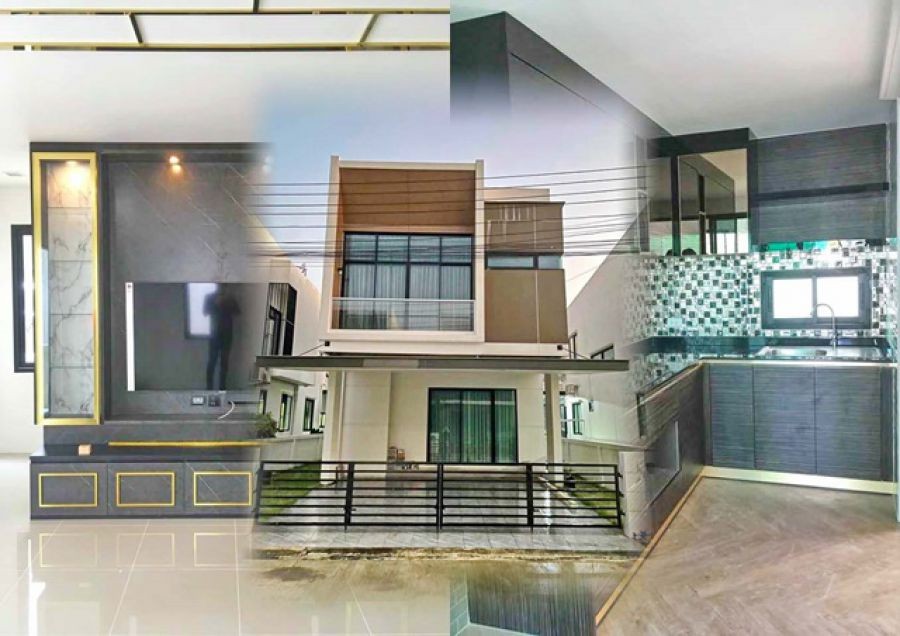 รร.กรทิพย์ 300ม.โลตัส บิ๊กซี พระราม2 1.5 กม.บ้านเดี่ยว 2 ชั้น 42 ตร.วา.182ตร.ม ติดถนนใหญ่ 3นอน.ให้เช่า  2แอร์ ครัวบิวท์อิน