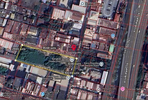 ขายที่ดินแปลงศักยภาพ ซอยจันทน์ 45 สาทร 740 ตรว. แปลงสวย ใจกลางสาทร โทร 086-8833232